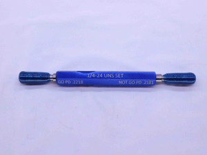 1/4 24 UNS SET THREAD PLUG GAGE .25 .250 .2500 GO NO GO P.D.'S = .2218 & .2181 - DW41512BB6