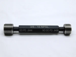 NEW 3/8 18 NPSL PIPE THREAD PLUG GAGE .375 GO NO GO P.D.'S = .6444 & .6496 2B - DW41523MSAF