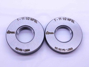NEW 1" 11 1/2 NPSL SOLID PIPE THREAD RING GAGE 1.0 GO NO GO = 1.2604 & 1.2523 2A - DW41528MSAF