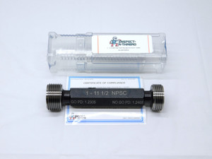 NEW 1" 11 1/2 NPSC PIPE THREAD PLUG GAGE 1.0 GO NO GO P.D.'S = 1.2305 & 1.2468 - DW41530MSAF
