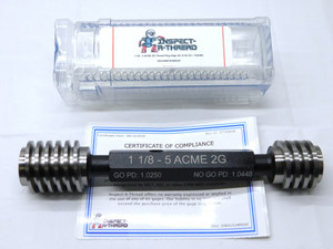 NEW 1 1/8 5 ACME 2G THREAD PLUG GAGE 1.125 GO NO GO PDS= 1.0250 & 1.0448 NA-2G - DW41534MSAF