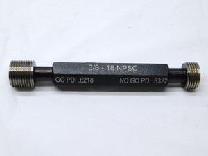 NEW 3/8 18 NPSC PIPE THREAD PLUG GAGE .375 .3750 GO NO GO P.D.'S = .6218 & .6322 - DW41537MSAF