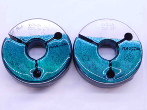 7/8 14 UNF 3A THREAD RING GAGES .875 .8750 GO NO GO P.D.'S = .8286 & .8245 CHECK - JF0009BU