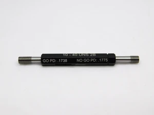 NEW 10 40 UNS 2B THREAD PLUG GAGE #10 .190 .1900 GO NO GO P.D.'S = .1738 & .1775 - DW41565MSAF