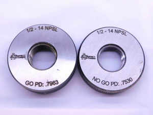 NEW 1/2 14 NPSL SOLID PIPE THREAD RING GAGE .5 GO NO GO PD'S = .7963 & .7530 2A - DW41708MSAF