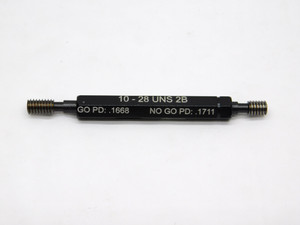 NEW 10 28 UNS 2B THREAD PLUG GAGE #10 .190 .1900 GO NO GO P.D.'S = .1668 & .1711 - DW41709MSAF