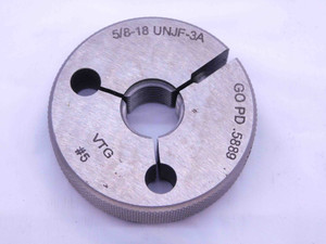 CERTIFIED 5/8 18 UNJF 3A VERMONT THREAD RING GAGE .625 GO ONLY P.D. = .5889 - DW41732OB6