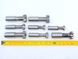 8pc LOT OF HSS T-SLOT SIDE MILLING CUTTERS SIZES INCLUDE 5/8, 3/4, 1", 1-27/32 - JG4951BB6