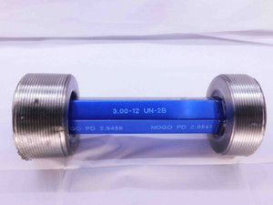 3" 12 UN 2B THREAD PLUG GAGE 3.0 3.00 3.000 GO NO GO P.D.'S = 2.9459 & 2.9541 - DW41760AW5
