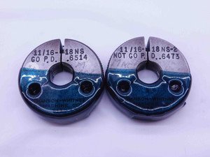 11/16 18 NS 2 THREAD RING GAGES .6875 GO NO GO P.D.'S = .6514 & .6473 CHECK - DW41777AC6