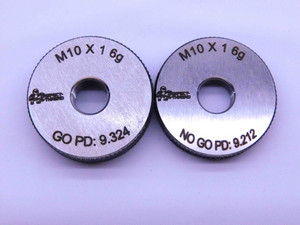 NEW M10 X 1 6g SOLID THREAD RING GAGES 10 1.0 GO NO GO P.D.'S = 9.324 & 9.212 - DW41801MSAF