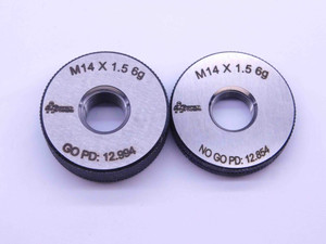 NEW M14 X 1.5 6g SOLID THREAD RING GAGES 14 GO NO GO P.D.'S = 12.994 & 12.854 - DW41803MSAF