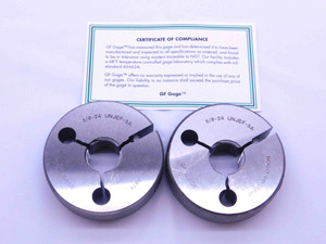 NEW 5/8 24 UNJEF 3A THREAD RING GAGES .625 .6250 GO NO GO P.D.'S = .5979 & .5949 - DW41936GFG