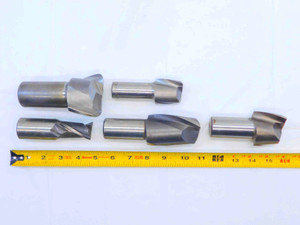 5pc LOT OF HSS 2-FLUTE END MILLS SIZES INCLUDE 1 1/4, 1 1/2, 1 7/8, 2", 2 3/4 - JG5076CT5