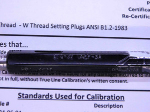 CERTIFIED 1/4 32 UNEF 3A SET THREAD PLUG GAGE .25 GO NO GO PD'S = .2297 & .2273 - DW41852TLC