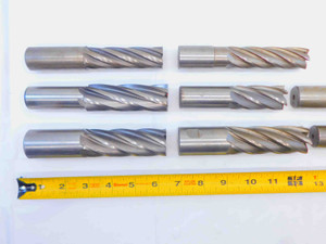 10pc LOT OF HSS SQUARE END MILLS SIZES INCLUDE 1 1/8, 1 1/4 O.D. 1.125 1.25 - JG5083CT5