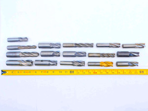 16pc LOT OF HSS SQUARE AND BALL NOSE END MILLS SIZES RANGING FROM 3/4 - 1 1/8 - JG5086CT5