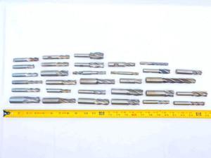 31pc LOT OF HSS SQUARE DOUBLE ENDED AND BALL NOSE END MILLS SIZE RANGE 3/8 - 7/8 - JG5087CT5