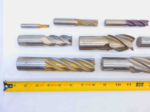 10pc LOT OF HSS ROUGHING END MILLS SIZES RANGING FROM 1/4 - 1 1/2 O.D. 0.25 1.5 - JG5090CT5