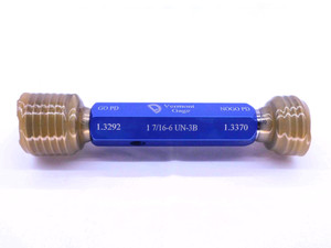 NEW 1 7/16 6 UN 3B VERMONT THREAD PLUG GAGE 1.4375 GO NO GO PDS= 1.3292 & 1.3370 - DW41946VTG
