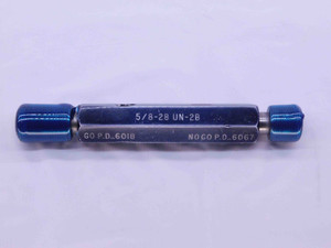 5/8 28 UN 2B THREAD PLUG GAGE .625 .6250 GO NO GO P.D.'S = .6018 & .6067 CHECK - DW42026BG6