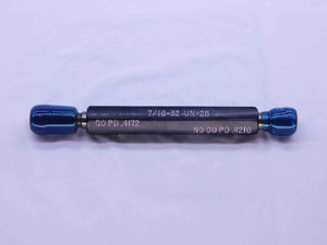 7/16 32 UN 2B THREAD PLUG GAGE .4375 GO NO GO P.D.'S = .4172 & .4216 INSPECTION - DW42032BG6