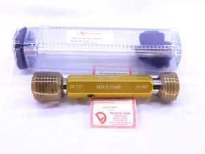 NEW M33 X 3.5 6H VERMONT THREAD PLUG GAGE 33 GO NO GO P.D.'S = 30.727 & 31.007 - DW42045VTG