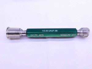 NEW 1/2 20 UNJF 3B THREAD PLUG GAGE .5 .50 .500 GO NO GO P.D.'S = .4675 & .4717 - DW42143GFG
