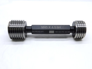 NEW M45 X 4.5 6H METRIC THREAD PLUG GAGE 45 GO NO GO P.D.'S = 42.077 & 42.392 - DW1503MSAF