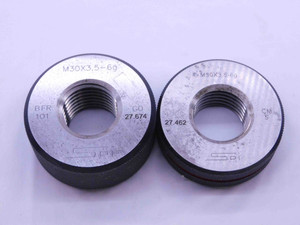 M30 X 3.5 6g METRIC SOLID THREAD RING GAGES 30 GO NO GO P.D.'S = 27.674 & 27.462 - DW42177AE6