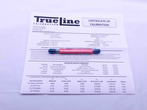 CERTIFIED 1/4 28 UNJF 3B STI HELICOIL THREAD PLUG GAGE .25 GO NOGO = .2732 .2754 - DW42418TLC