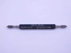 NEW M3 X .35 6H METRIC THREAD PLUG GAGE 3 0.35 GO NO GO P.D.'S = 2.773 & 2.860 - DW1507MSAF