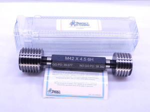 NEW M42 X 4.5 6H METRIC THREAD PLUG GAGE 42 GO NO GO P.D.'S = 39.077 & 39.392 - DW1508MSAF