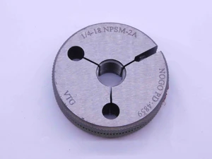 NEW 1/4 18 NPSM VERMONT PIPE THREAD RING GAGE .25 NO GO ONLY P.D. = .4859 2A - DW42436VTGB