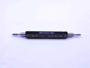 NEW M2 X .4 6H METRIC THREAD PLUG GAGE 2 0.4 GO NO GO P.D.'S = 1.740 & 1.830 - DW1522MSAF