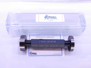NEW 1 11/16 20 UN 2B THREAD PLUG GAGE 1.6875 GO NO GO P.D.'S = 1.6550 & 1.6613 - DW1532MSAF