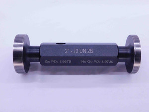 NEW 2" 20 UN 2B THREAD PLUG GAGE 2.0 2.00 GO NO GO P.D.'S = 1.9675 & 1.9739 - DW1540MSAF