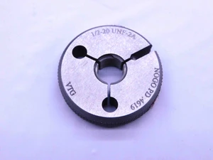 NEW 1/2 20 UNF 2A VERMONT THREAD RING GAGE .5 .50 .500 NO GO ONLY P.D. = .4619 - DW42550VTGB