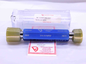 3/4 14 NPSF VERMONT PIPE THREAD PLUG GAGE .75 GO NO GO P.D.'S = .9805 & .9872 2B - DW42786BY6