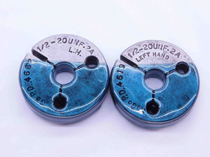 1/2 20 UNF 2A LEFT HAND THREAD RING GAGES .5 GO NO GO P.D.'S = .4662 & .4619 - DW42814OB6