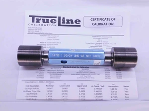 CERTIFIED 1 1/2 24 UNS 2A VTG SET THREAD PLUG GAGE 1.5 GO NO GO = 1.4716 1.4672 - DW42822TLC