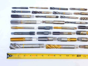43pc LOT OF HSS TAPS SPIRAL AND STRAIGHT FLUTES VARIOUS COATINGS PLUG BOTTOMING - JG6043BY6