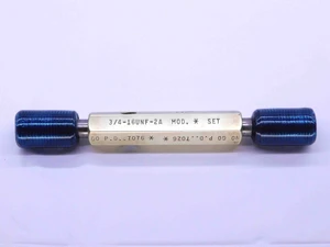 3/4 16 UNF 2A MODIFIED SET THREAD PLUG GAGE .75 GO NO GO P.D.'S = .7076 & .7026 - DW43010CG6