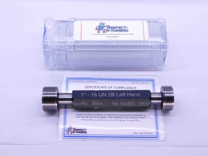 NEW 1" 16 UN 2B LEFT HAND THREAD PLUG GAGE 1.0 GO NO GO P.D.'S = .9594 & .9659 - DW1549MSAF