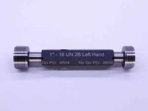NEW 1" 16 UN 2B LEFT HAND THREAD PLUG GAGE 1.0 GO NO GO P.D.'S = .9594 & .9659 - DW1549MSAF