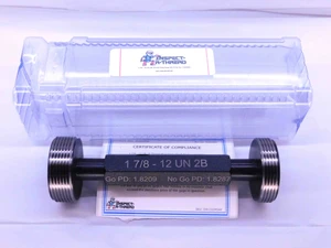 NEW 1 7/8 12 UN 2B THREAD PLUG GAGE 1.875 GO NO GO P.D.'S = 1.8209 & 1.8287 - DW1553MSAF