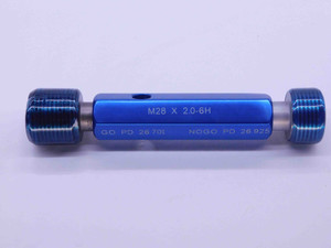 M28 X 2 6H METRIC THREAD PLUG GAGE 28 2.0 GO NO GO P.D.'S = 26.701 & 26.925 - DW43046CD6