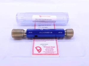NEW 5/8 24 UNJEF 3B VERMONT THREAD PLUG GAGE .625 GO NO GO PD'S = .5979 & .6018 - DW43131VTG