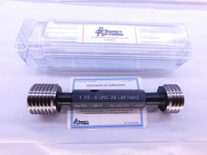 NEW 1 1/2 6 UNC 2B LEFT HAND THREAD PLUG GAGE 1.5 GO NO GO PDS= 1.3917 & 1.4022 - DW1557MSAF