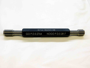 NEW 5/16 18 UNC 2B THREAD PLUG GAGE .3125 GO NO GO P.D.'S= .2764 & .2817 TOOLING